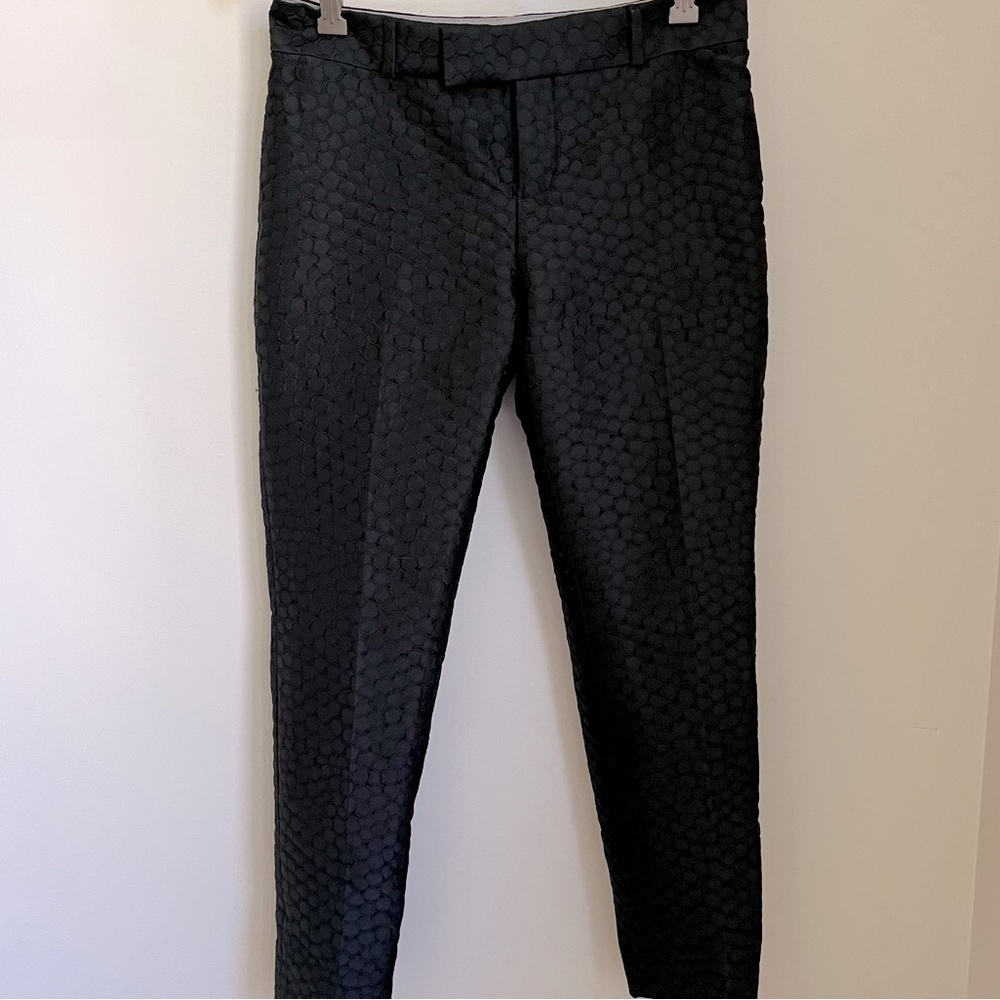 Nwt Banana Republic Women’s Black Circle Textured Cropped Slim Leg Lined Pant 0